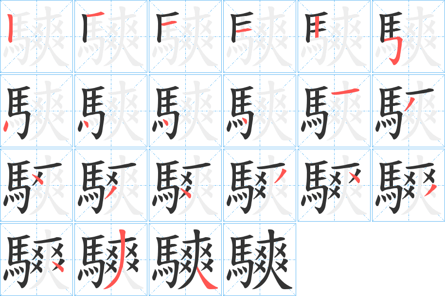 騻的筆順?lè)植窖菔?>
					
                    <hr />
                    <h2>騻的基本信息</h2>
                    <div   id=